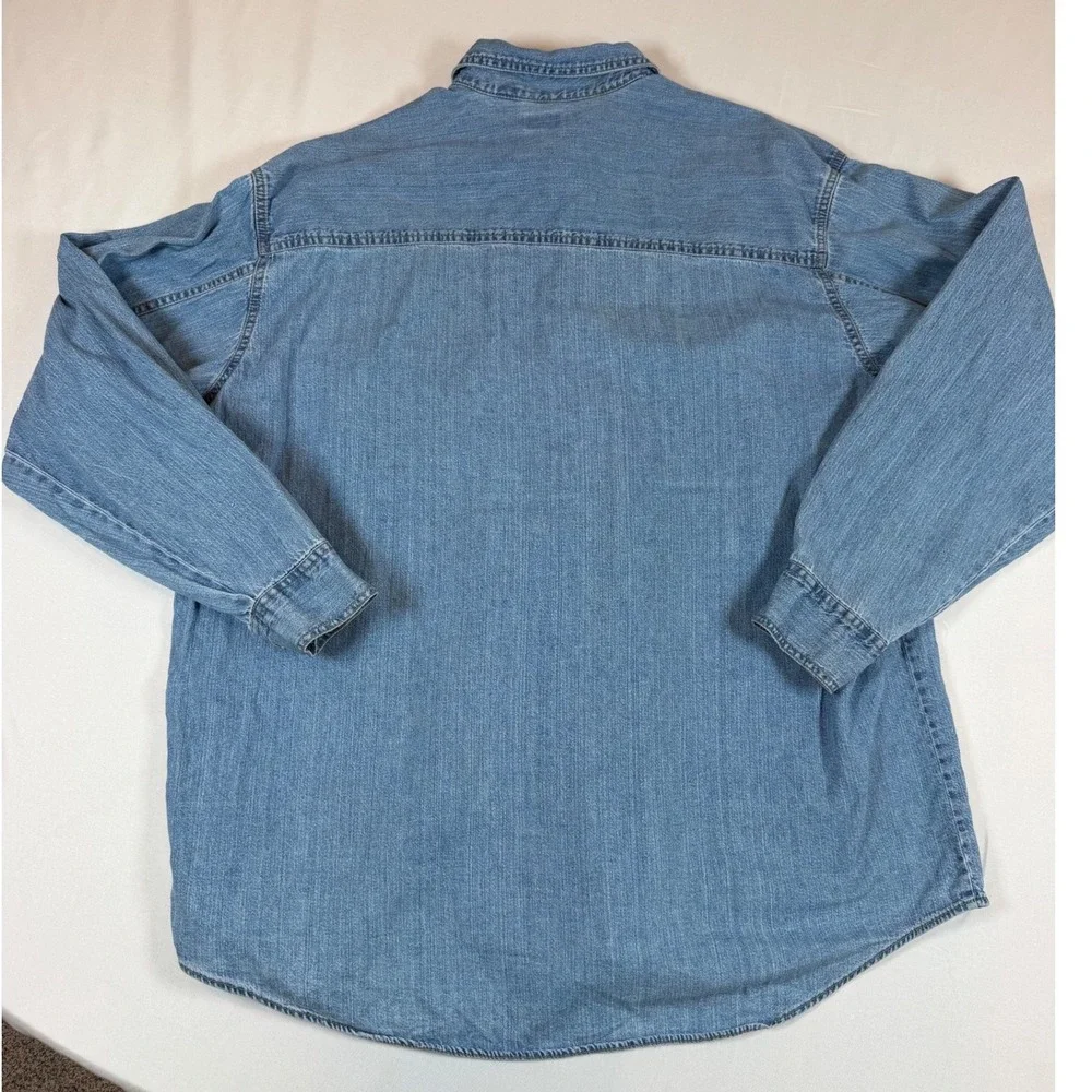 Vtg‎ Levis Red Tab Denim Button Down Shirt Mens XL Blue Long Sleeve Workwear